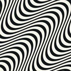 Seamless vector pattern with bold wavy stripes. Monochrome geometric background with abstract, striped design. Ideal for use as a swatch in Adobe Illustrator.