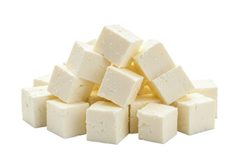 Isolated Pile of Feta Cheese Cubes