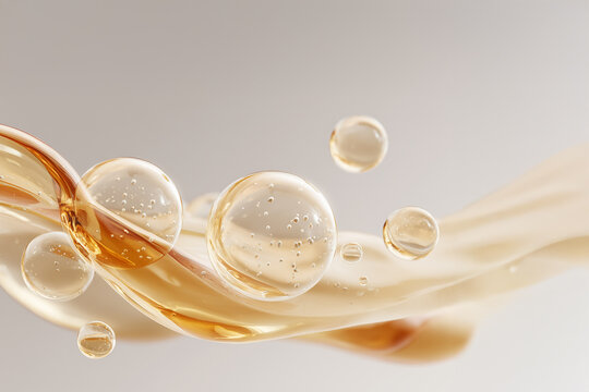 宙を漂うベージュのオイルのイメージ