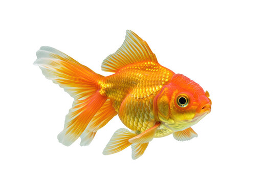 Isolated Vibrant Goldfish Swimming Aquatic Pet