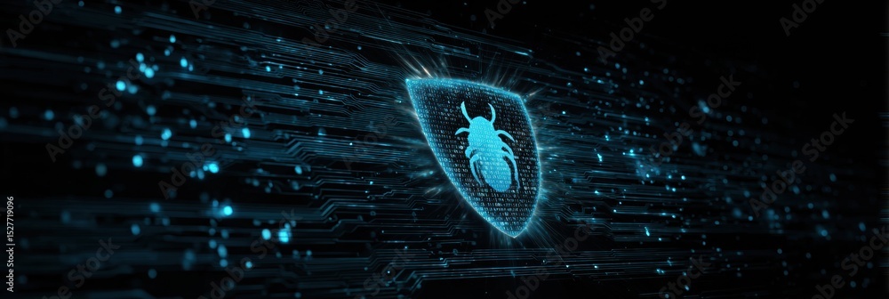 Poster antivirus shield defends against phishing bug in a digital environment