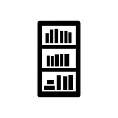Obraz premium Clean black vector of a bookshelf filled with neatly arranged books in three rows.