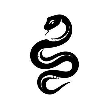 Minimalist vector illustration of a black snake in a coiled and upright pose. Elegant and edgy animal icon for tattoos, security, or symbolism.



