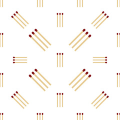 Matchstick Seamless Pattern Icon, Wooden Stick Coated With Ignitable Material On The Tip And Used For Starting A Fire