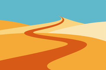 Winding Road Through Desert Dunes A Journey into the Golden Sands