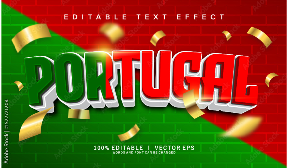 Poster portugal vector text effect with modern style design