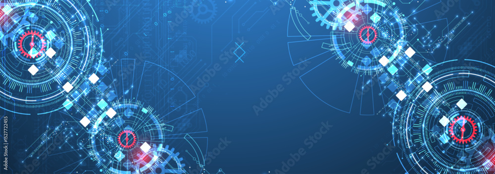 Poster Abstract background. Scientific and technological concept with the use of technical elements formed in the shape of a circle. Vector
