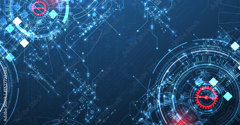 Fototapete Abstract background. Scientific and technological concept with the use of technical elements formed in the shape of a circle. Vector