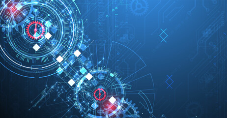 Abstract background. Scientific and technological concept with the use of technical elements formed in the shape of a circle. Vector
