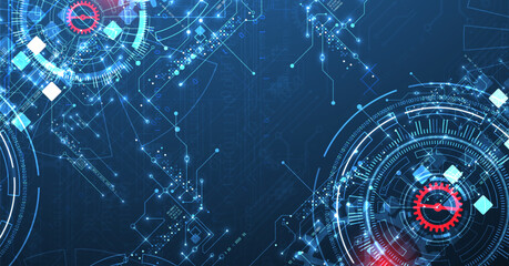 Abstract background. Scientific and technological concept with the use of technical elements formed in the shape of a circle. Vector