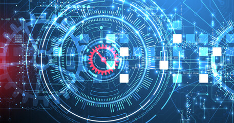 Abstract background. Scientific and technological concept with the use of technical elements formed in the shape of a circle. Vector