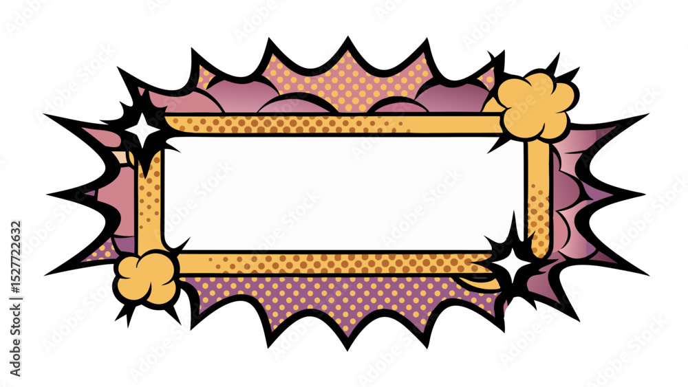 Poster isolated vector image in comic book style with pop art frame for text, transparent background