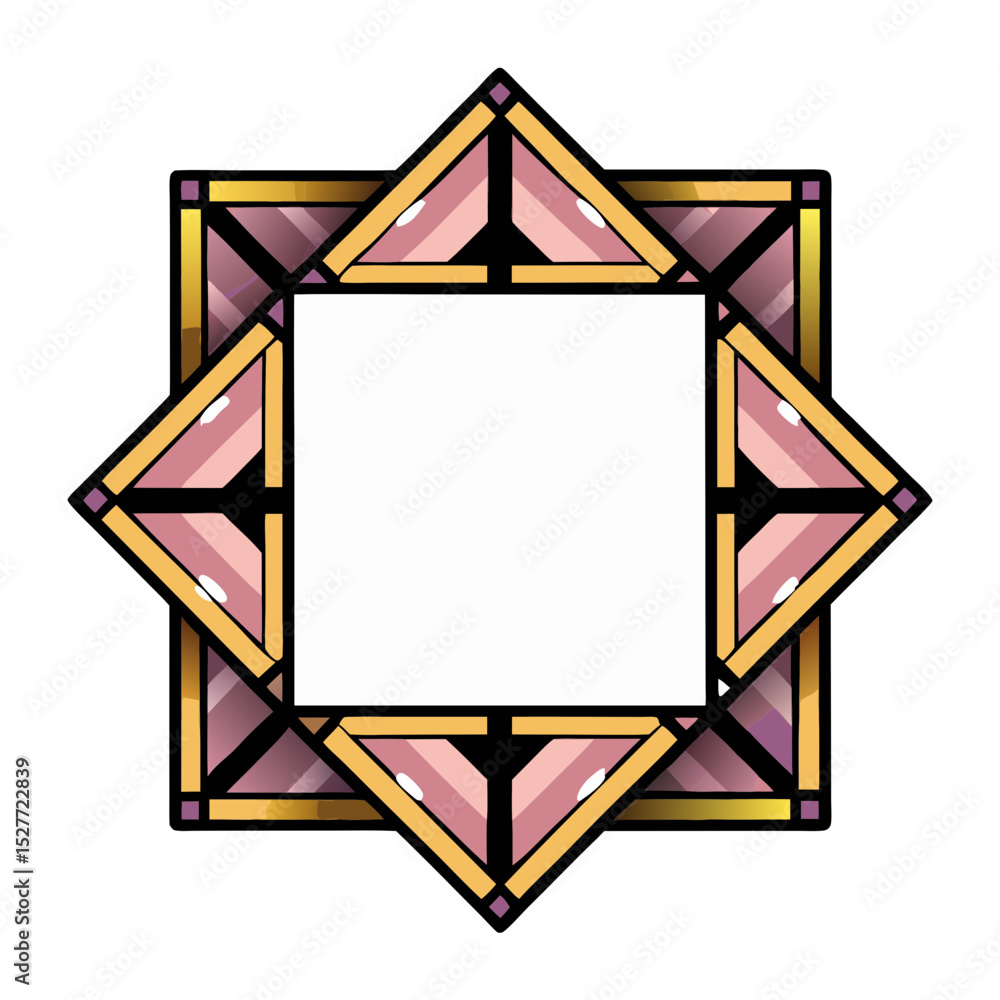 Poster geometric frame in vibrant colors with star shape , isolated vector image on transparent background