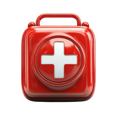 Obraz premium First Aid Kit Illustration Red Medical Box with White Cross Healthcare on transparent background