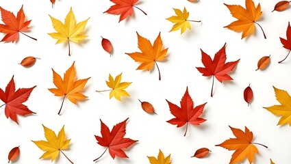 Fototapeta premium Vibrant Autumn Maple Leaves Pattern Fall Foliage Background