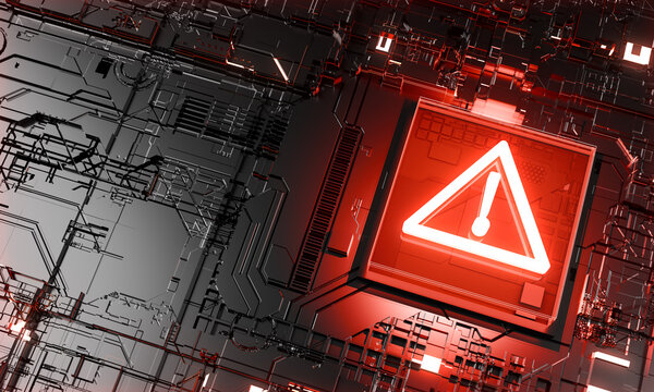 cyber alert a futuristic digital depiction of a glowing hazard symbol 