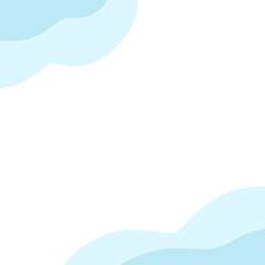 波模様の水彩背景・水色のフレーム