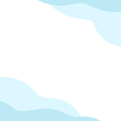 波模様の水彩背景・水色のフレーム