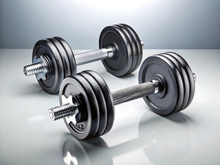Studio Shot of Premium Gym Dumbbells with Professional Lighting