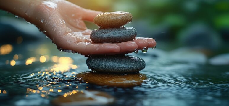 Balancing stones in water