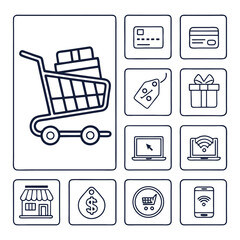 Shopping and E commerce Icons Set in Line Style Design