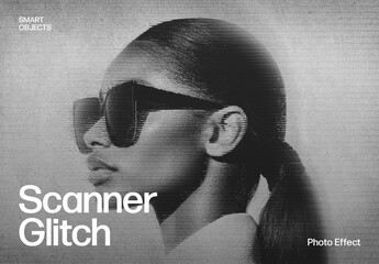 Scanner Glitch Photo Effect Template