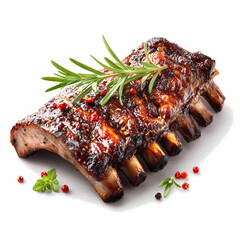 Ribs steak realistic image on white background
