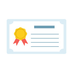 Award Certificate with Yellow Seal and Red Ribbons Framed in Light Blue for Academic and Professional Recognition