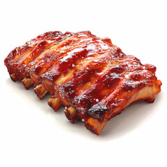 Ribs steak realistic image on white background