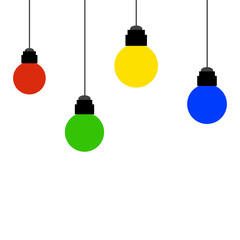 Hanging Colorful Round Lights in Red Green Yellow and Blue for Festive and Celebration Themes