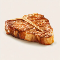Ribs steak realistic image on white background