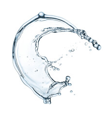 Isolated image of a water splash with droplets against a plain black background in a studio shot