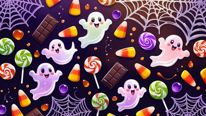 Cute Halloween Candy and Spooky Treats Pattern
