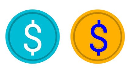 Two Dollar Signs on Colorful Circular Buttons Against