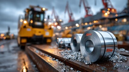 Steel manufacturing production in industrial factory environment metal processing and logistics operations