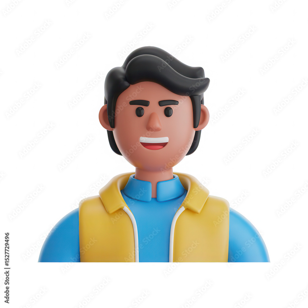 Poster 3d render of a smiling man isolated on transparent background