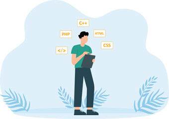 App Development and people in various web and app design and development activities, social media, creative process, Suitable for web landing page, ui, mobile app, flyer, banner, etc.

