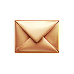 Golden Envelope Icon Mail Design Shiny Metallic Notification Communication on transparent background