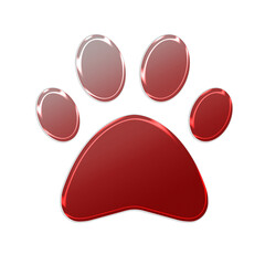 Red glass dog feet isolated