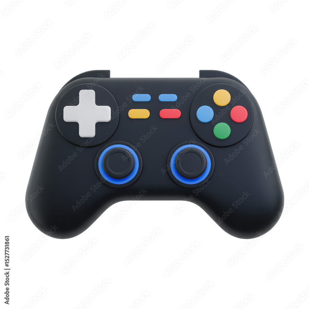 Poster black gamepad controller isolated on transparent background
