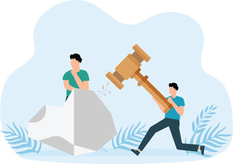 Ice breaking or icebreaker activity, game and event. Vector artwork of a group of people using sledgehammer to break it stock illustration
