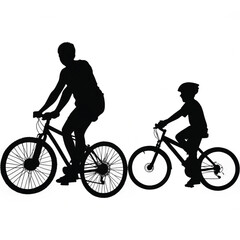 Obraz premium father with son run a cycle vector silhouette