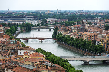 Adige river in Verona, Italy.