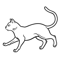 Fototapeta premium A cat in mid-leap with its back arched on a white background.
