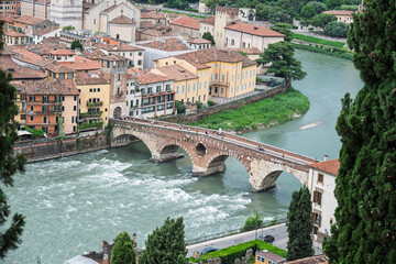 Adige river in Verona, Italy.