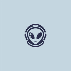 Alien astronaut logo in fun and creative illustration style.