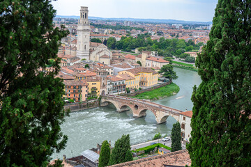 Adige river in Verona, Italy.