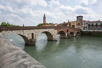Adige river in Verona, Italy.