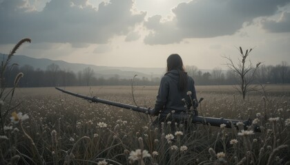 woman walking in the field