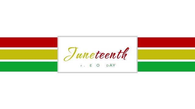 Animated Text Juneteenth Freedom Day with stripes poster background, juneteenth day celebration animation video